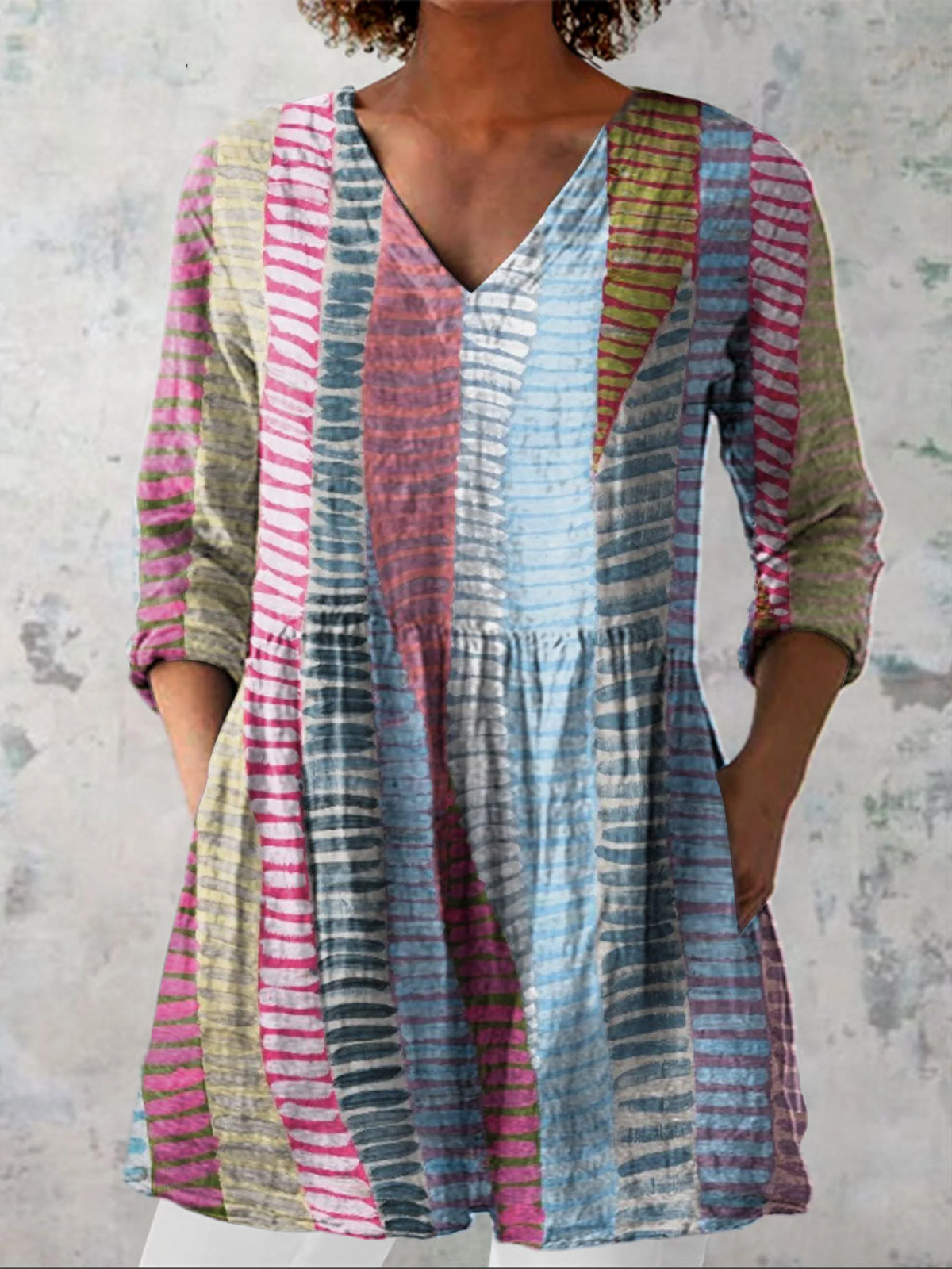 Colorblock Linen Tunic – Bold & Stylish