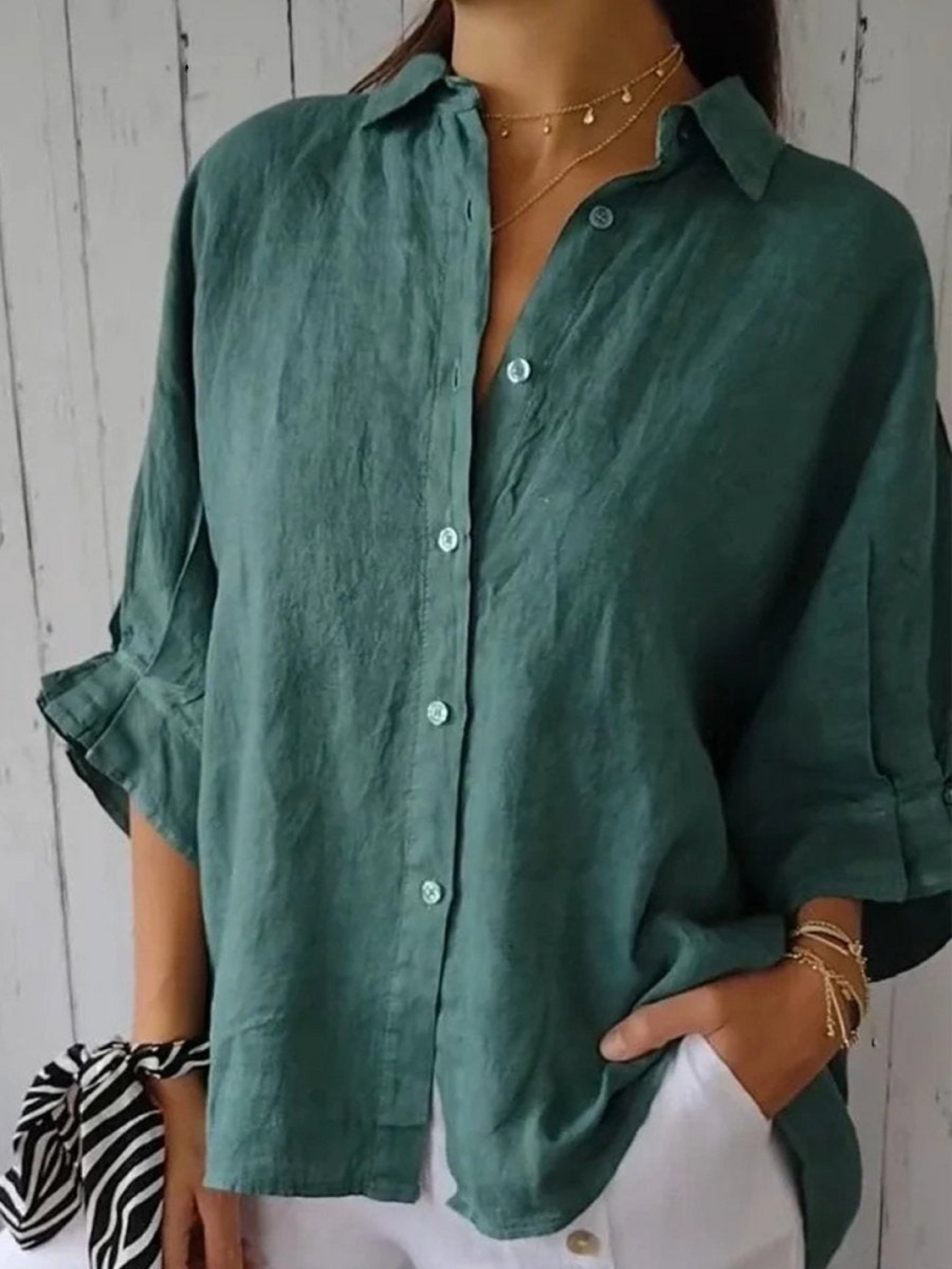 Women's   Casual Tie-back Shirt