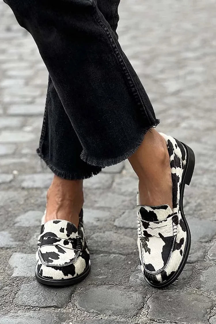 Veerle | Cow-patern Loafers