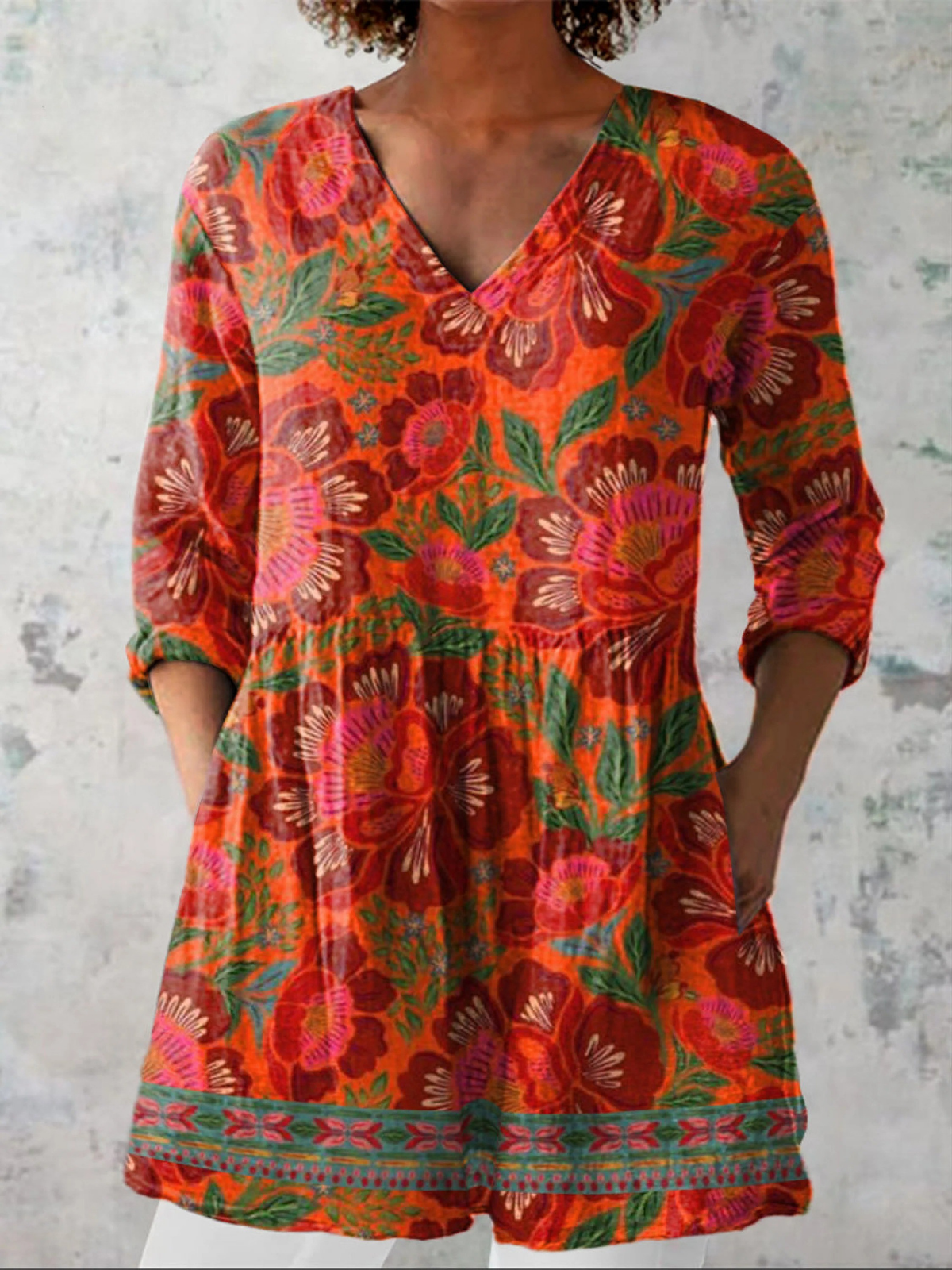 Summer Bloom Linen Tunic – Ethnic Charm