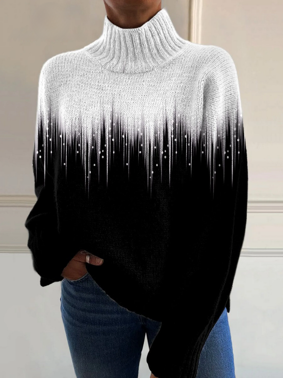Elegant Shine Knit Turtleneck Sweater