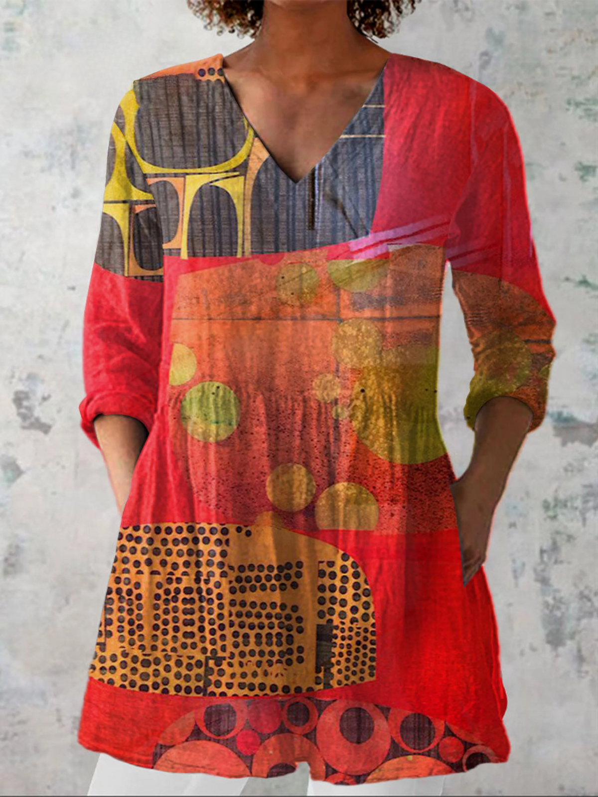 Abstract Modern Linen Tunic – Artistic Elegance