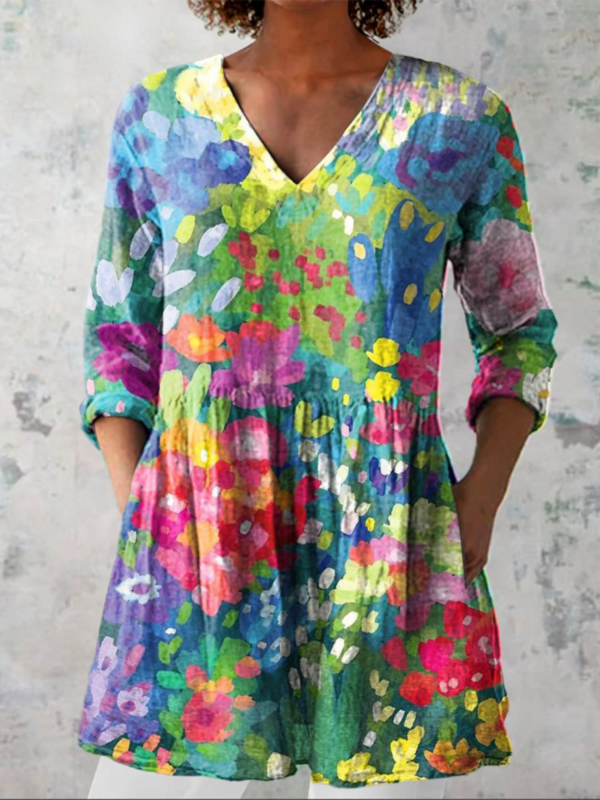 Art Print Linen Tunic – Retro Boho