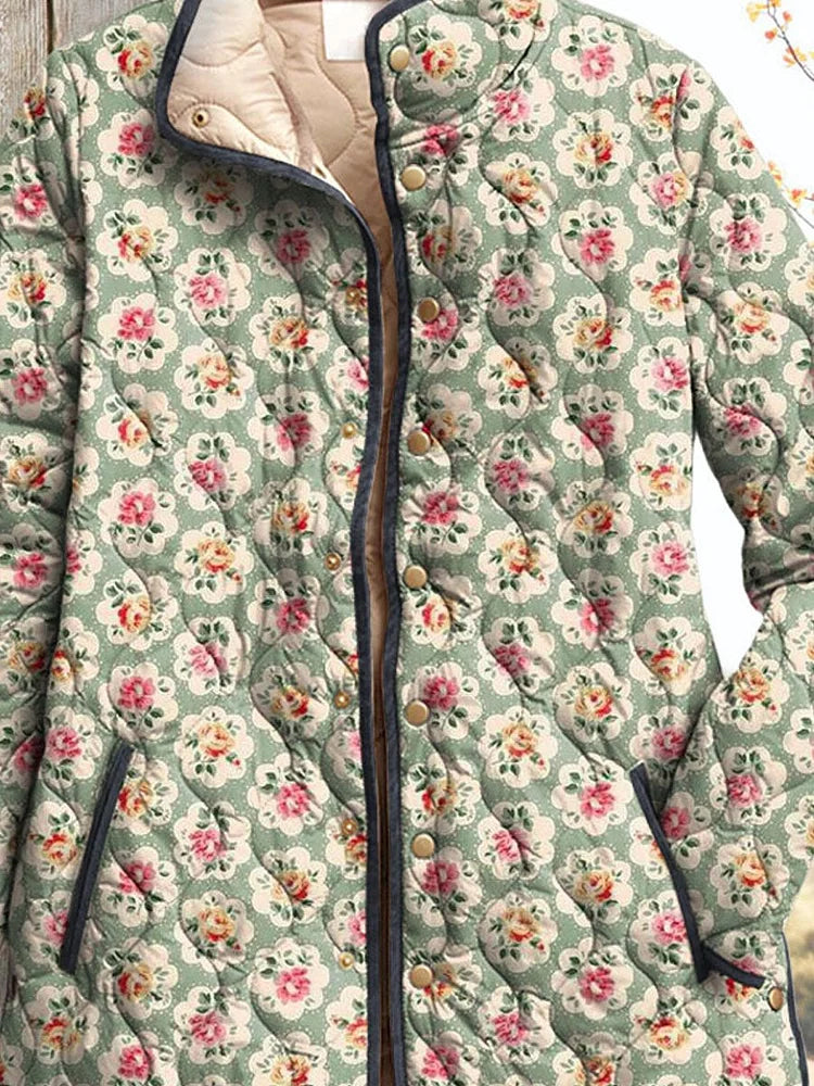 Vintage Floral Art Print Jacket for Women