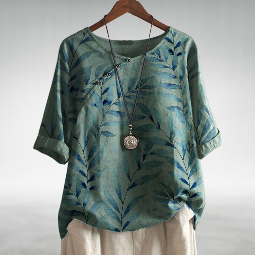 Sophie | Botanical Asymmetrical Button Blouse